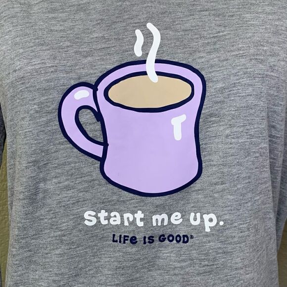 Life is Good Women’s Gray “Start Me Up” Long Sleeves Pullover Top - Picture 3 of 13